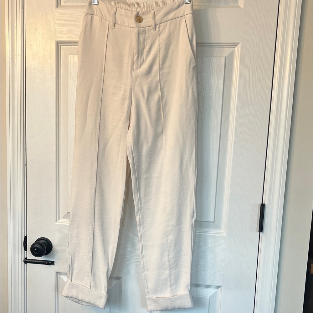 A New Day Cream Trousers with Cuffed Hem